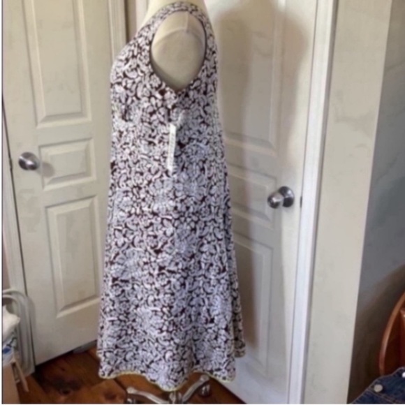 Robbie Bee Maxi Floral Dress Brown Lime Green Trim V-neck Party Office 20W NEW - Picture 12 of 16